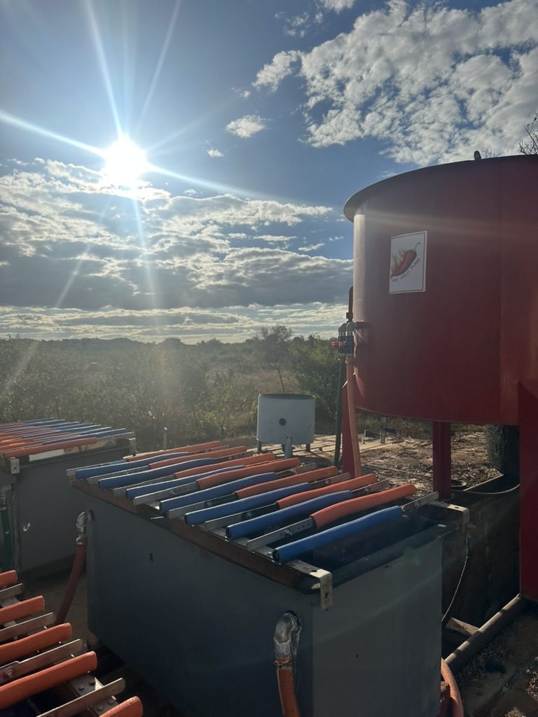 Leaching tank and electrowinning cells at the Tennant Africa processing plant in Zimbabwe